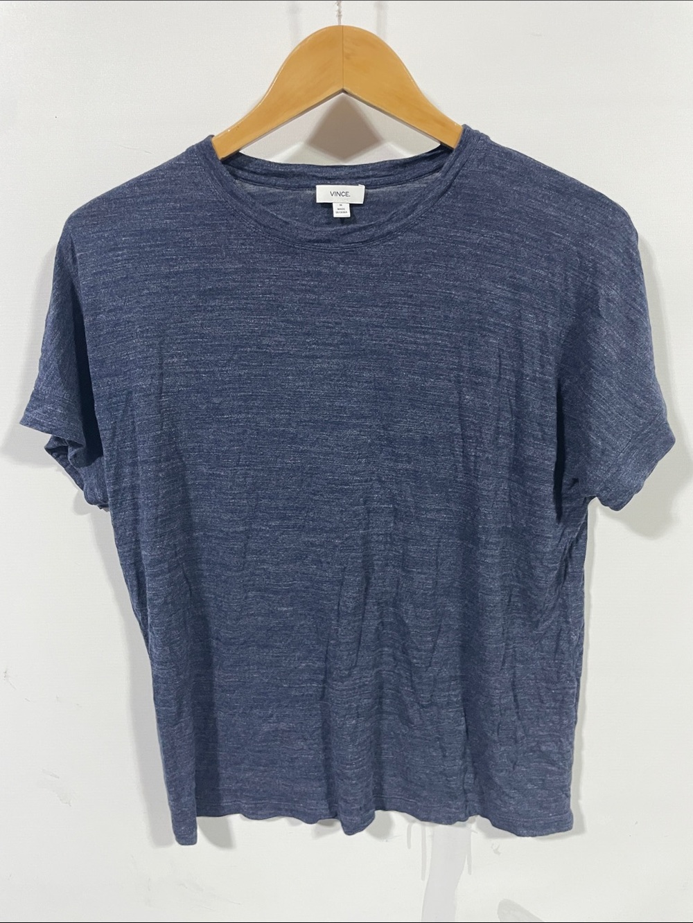 Vince Heathered Navy Short-Sleeve Crew Tee